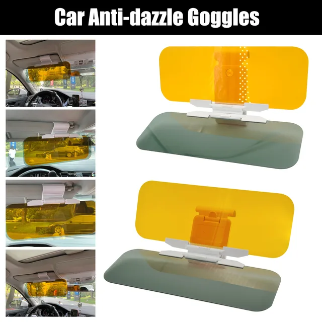 2 in 1 Auto Sonnenblende Anti Sonnenlicht Dazzling Glas Goggle Tag Nacht  Vision Innen Fahren Spiegel UV Falten Flip unten Klare Sicht - AliExpress