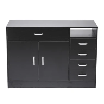 

Rectangular 7 Compartments 5 Drawers 1 Door Hair Salon Cabinet Black