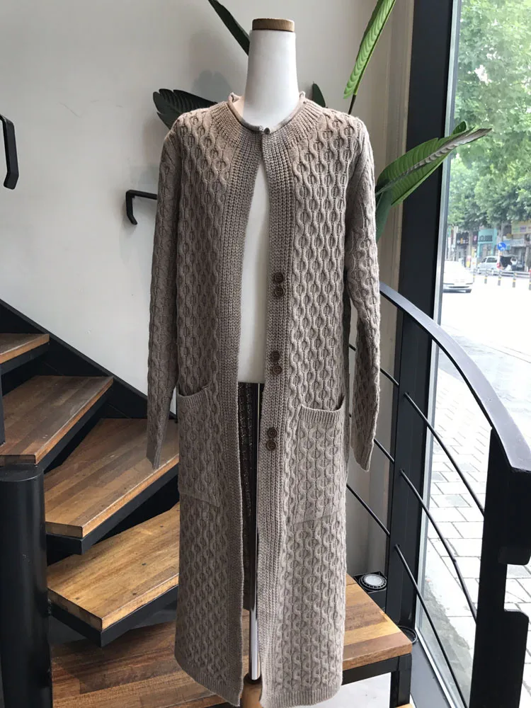 Fashion Korean winter coat women Knitted Long Cardigans Loose Hooded Sweater Coat Woman Solid Casual Open Stitch Mujer chaqueta