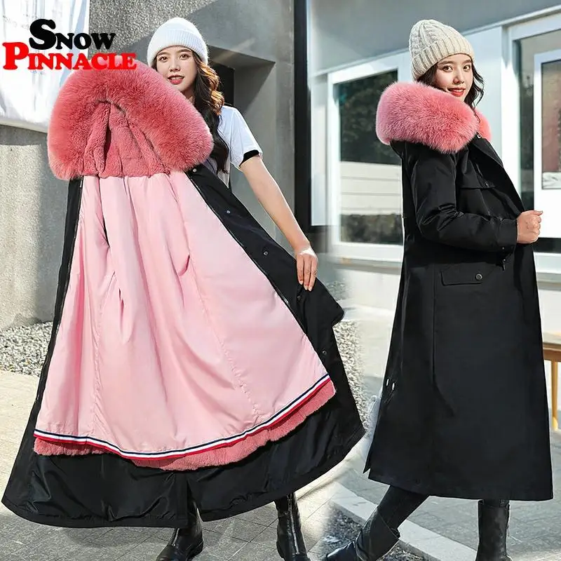 2020 women winter X-long fur jackets coat Casual slim thicken warm hooded parkas Solid outwear plus size | Женская одежда