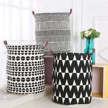 

'The Bes Storage Bucket With Handles Canvas Printing PE Waterproof Kids Toys Storages Barrel Home Washing Clothes Basket 889