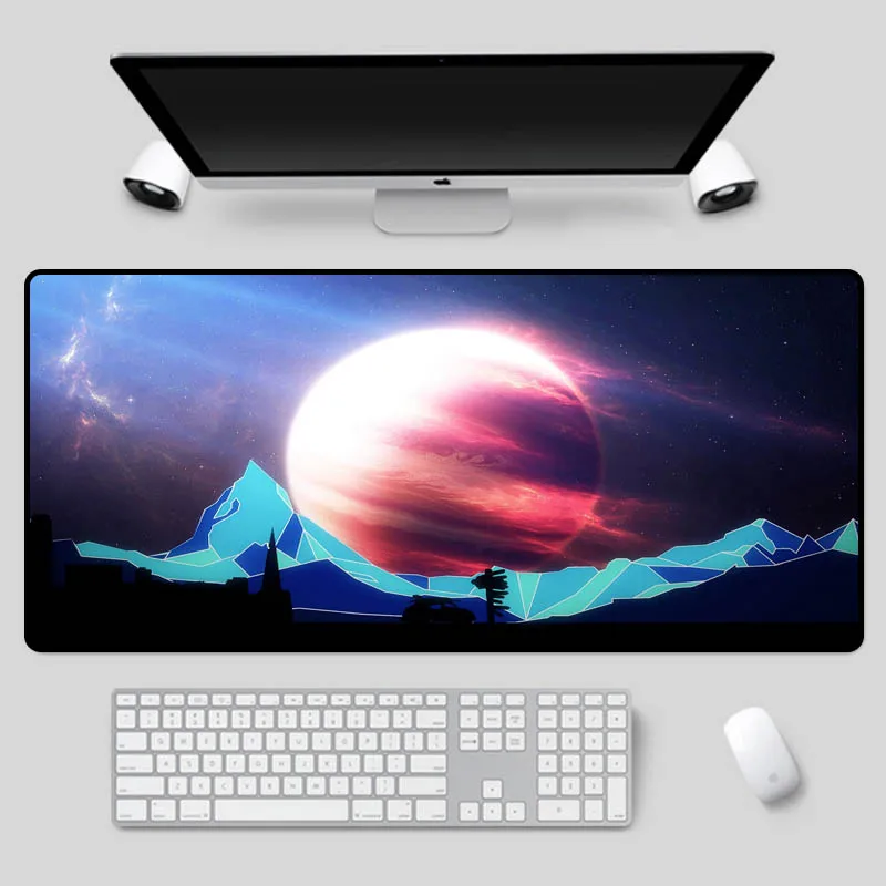 

XGZ Large size mouse pad, exquisite space pattern desk pad, home computer office, rubber keyboard pad