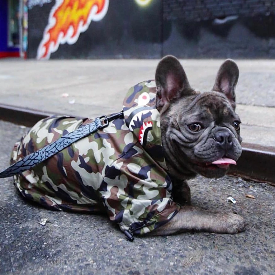 Dog Clothes Adidog Camouflage French Bulldog Pupreme Shirt Dog Camo Windbreaker Sport Retro Dog Hoodies Pet Clothes Puppy Pugs