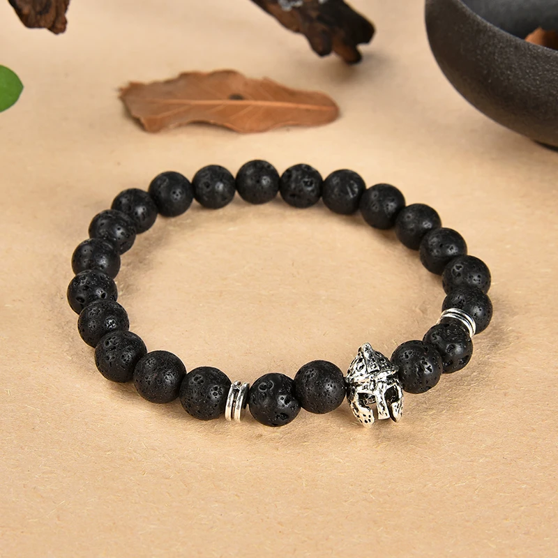 KAMAF модный браслет для влюбленных тигровый глаз, классический черно-белый Природный лавовый камень, браслет из бисера с женским человеком - Окраска металла: С черным цинковым покрытием