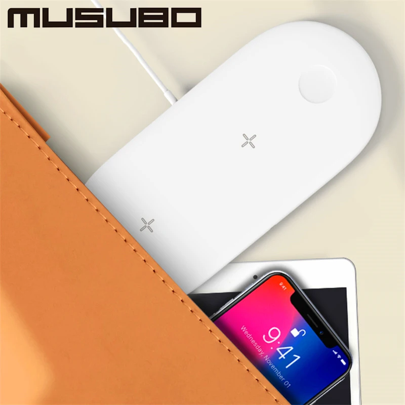 Беспроводное зарядное устройство Musubo 10 Вт для Apple Airpods 2 быстрое зарядное устройство для iWatch 2 3 4 iPhone 11 Pro Max Xs XR X 8 Plus Беспроводное зарядное устройство