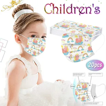 

Children's Mask Three-layer Disposable mask for face mouth Non-woven Earhook Mouth Masks 20PC Lovely printing Mascarillas