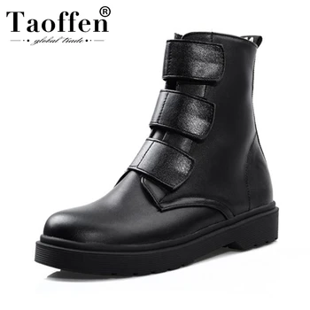 

Taoffen Ladies Size 34-43 Ankle Boots Short Plush Winter Boots Hook&Loop Letter Print Boots Warm Flat Platform Boots