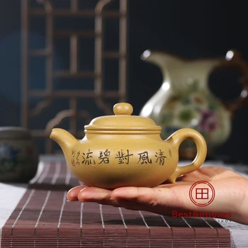 

Yixing Zisha Teapot Purple Clay Teapots Handmade Huangjinduan Fanggu 240cc