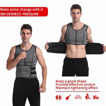 

Men Slimming Spandex Sports Waist Trainer Adjustable Belt Workout Loss Weight Fitness Corset Zipper Gym Shaping Vest Sweat Sauna