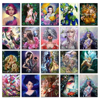 

5D Full Square Diamond painting embroidery Cross stitch Beauty girl flower butterfly owl fish 3D DIY Drill Drawing bird cat wolf