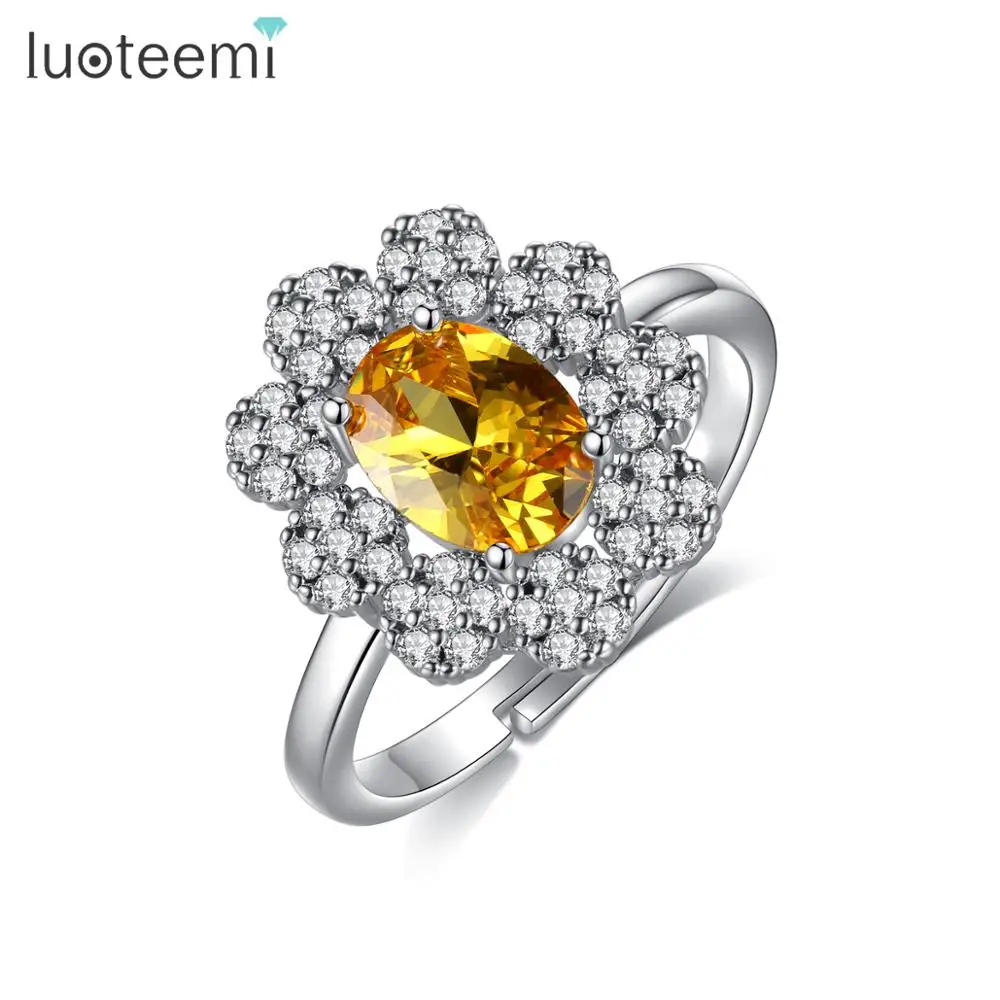 Роскошное обручальное кольцо LUOTEEMI с цветком для женщин свадебное