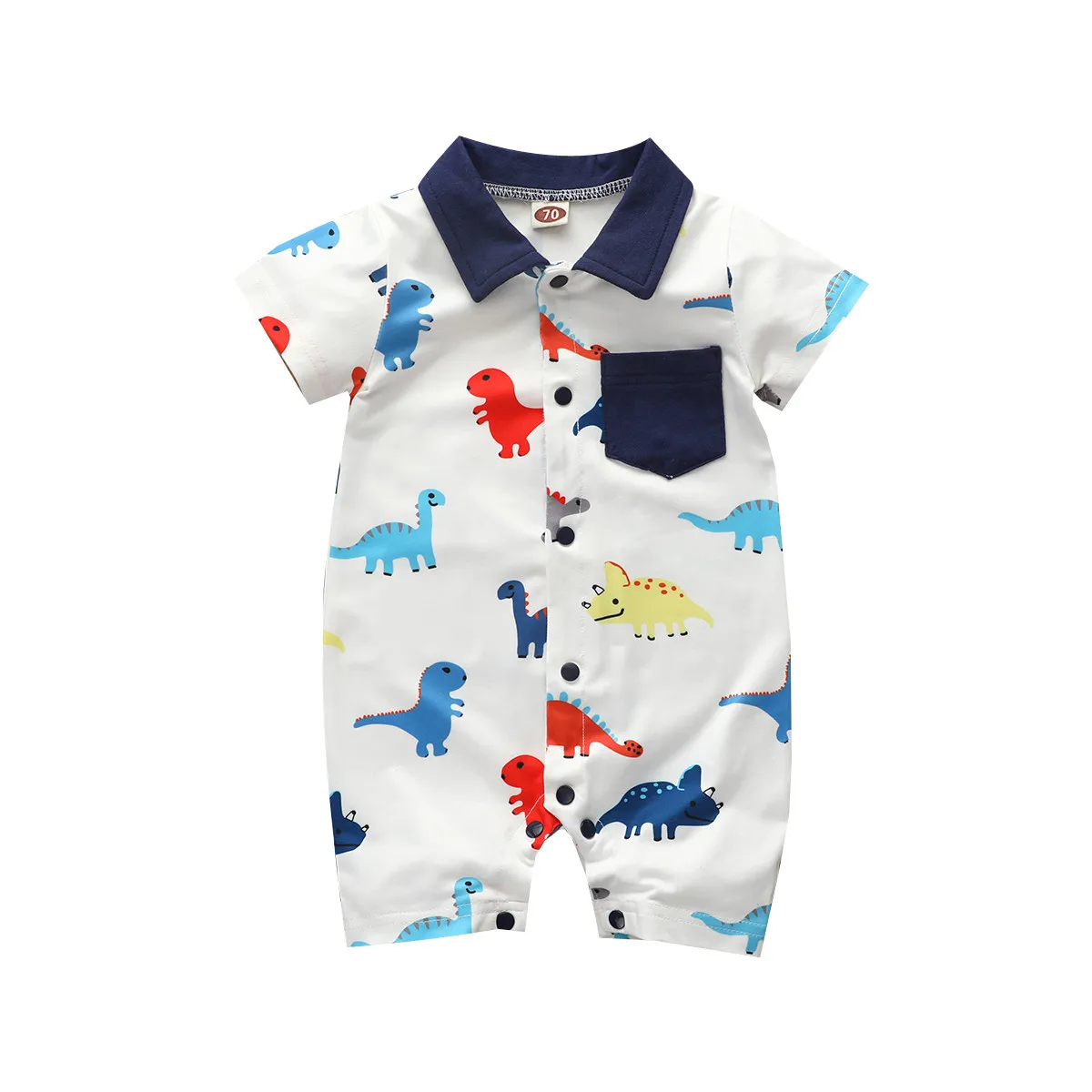 

(0-24M) Baby Short Sleeve Cartoon Animal Dinosaur Jumpsuit Jumpsuit Romper Gentleman Wear Cartoon Dinosaur Jumpsuit baby S4