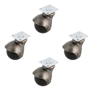 

[4 Pack] Swivel Top Plate Hooded Ball Caster Wheels, Antique Bronze (1.5-inch No Brake)