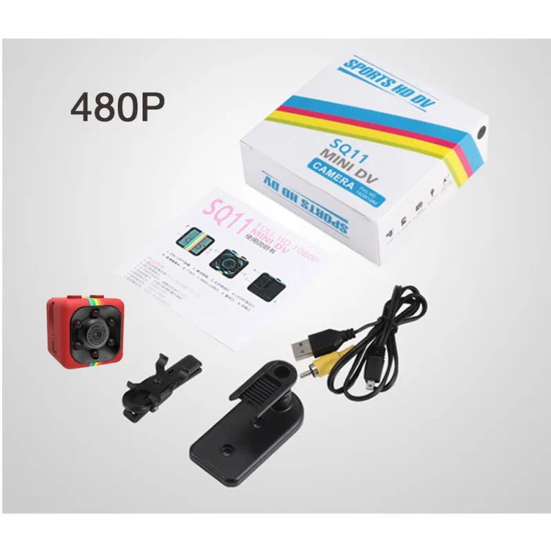 SQ11 мини Камера HD 480P 1080 Mini DV микро спортивные цифровые Камера Автомобильный видеорегистратор с функцией ночного видения видео голос Регистраторы мини Экшн-камера видеокамера - Цвет: Red 480P