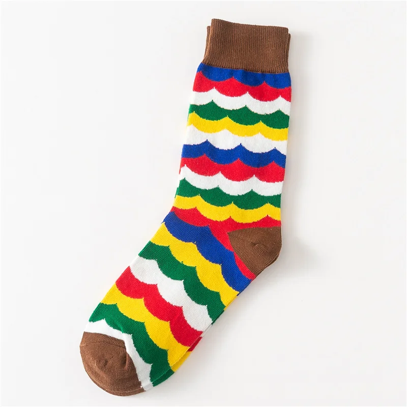 Дропшиппинг счастливые носки смешное искусство платье носки цвет партия мужские летние модные носки набор в цветах радуги Печать Цветные Красочные полосы искусство носки - Цвет: Colorful Wave