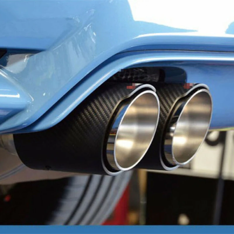 

2019 auto accessories Light weight Inlet 3" Outlet 4" Car Exhaust Tips Muffler Pipe Tube Carbon Fiber Glossy Steel Glossy Black