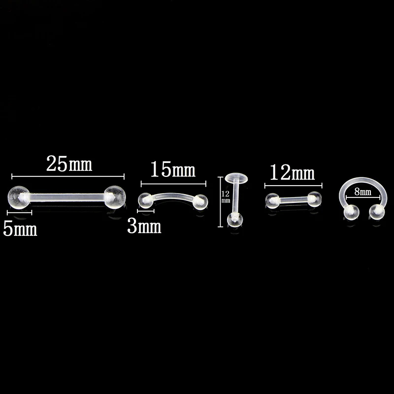 10 шт./компл. прозрачная штанга для пирсинга языка дамское кольцо для носа стиль фиксатор шпилька кость булавка прозрачный для женщин ювелирные изделия для тела