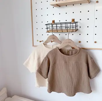 

2020 Korea Style Baby Girls Boys Shirt Summer Kids Girls Shirt Girls Clothes 1-6 Years