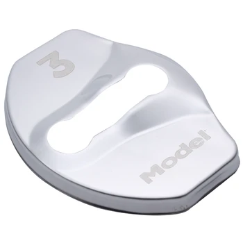 

Model 3 Door Latch Lock Cover Interior Accessories Stainless Steel Cover Pack 4Pcs for Tesla Model 3 2017 2018 2019(Silver)