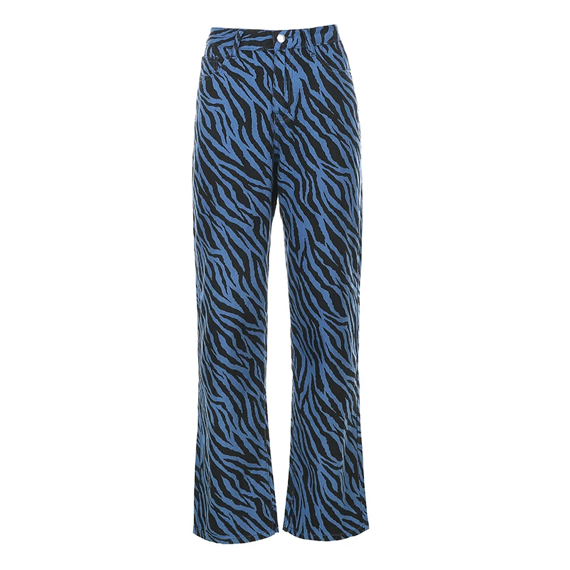 Weekeep Jeans Wanita Cetak Garis-garis 