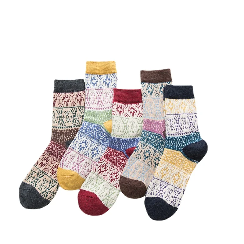 

120N 10prs/lot Autumn and Winter Thick Warm Ladies Wool Double Women Rice Flower Pinduoduo Socks