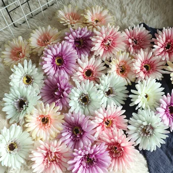 

50pcs/lot Gerbera Daisy Artificial Flowers Head INS Wedding Chrysanthemum Flower for Photography Home Decoration