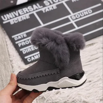 

Warm Kids Snow Boots 2019 Children New Toddler Winter Princess Children Rabbit Fur Ankle Non-slip Flat Round Toe Girls Baby Boot