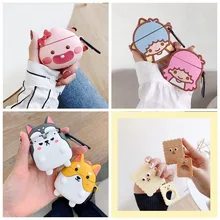 Чехол для AirPods с мультяшным рисунком, чехол для наушников для Apple Airpods 2, чехол для зарядки, защитные аксессуары, крючок карабина