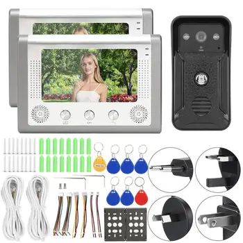 

Video Intercom 7inch 2 Display Units Night Doorbell TFT ID Card Intercom Camera Video Door Phone 100-240V interphone