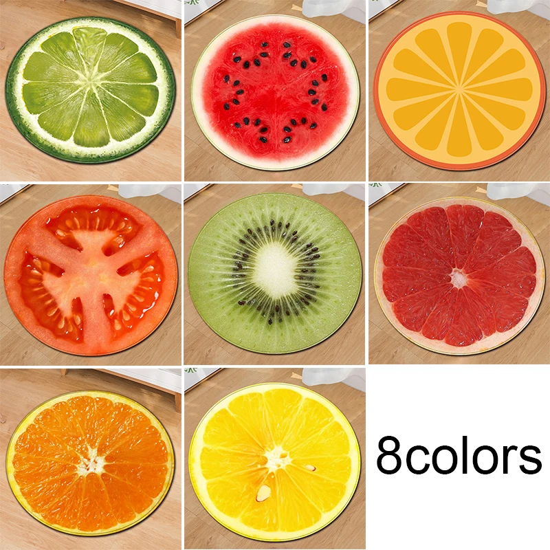 8 типов ковер с фруктовым рисунком мохнатый мягкий ковер украшение для спальни круглый фруктовый напольный коврик принадлежности