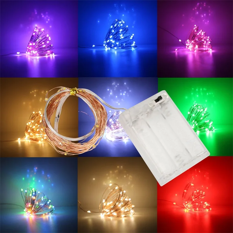 

LED String Light 1M 2M 3M 4M 5M 6M 7M 8M 9M 10M Copper wire Garland Home Christmas Wedding Party Decoration Powered 3*AA Battery