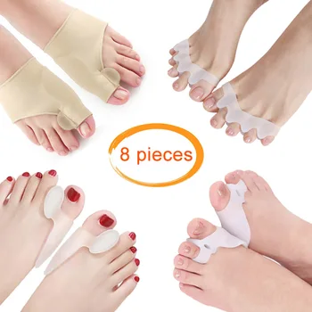 

8Pc Silicone Hallux Valgus Correction Tool Bunion Corrector Toe Straightener Foot Finger Separator Big Toe Protector Feet Spacer