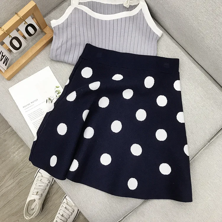 

Special Offer WOMEN'S Dress Processing Korean-style Trend High-waisted A- line College Style Versatile Dotted Skirt 6.24
