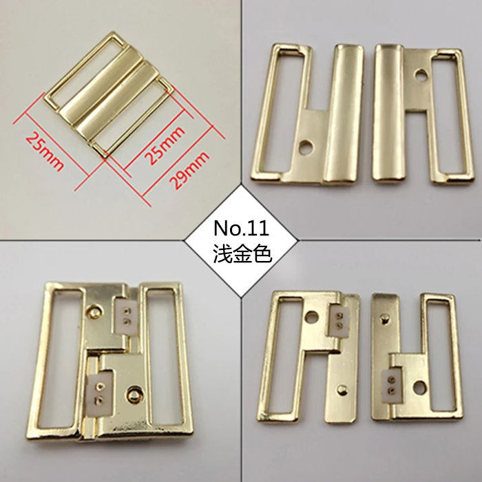 Высокое качество, 30 комплектов, 25 мм, нижнее белье, зажим для бюстгальтера, металлические застежки спереди, пряжки для плавания сзади - Цвет: Light Gold
