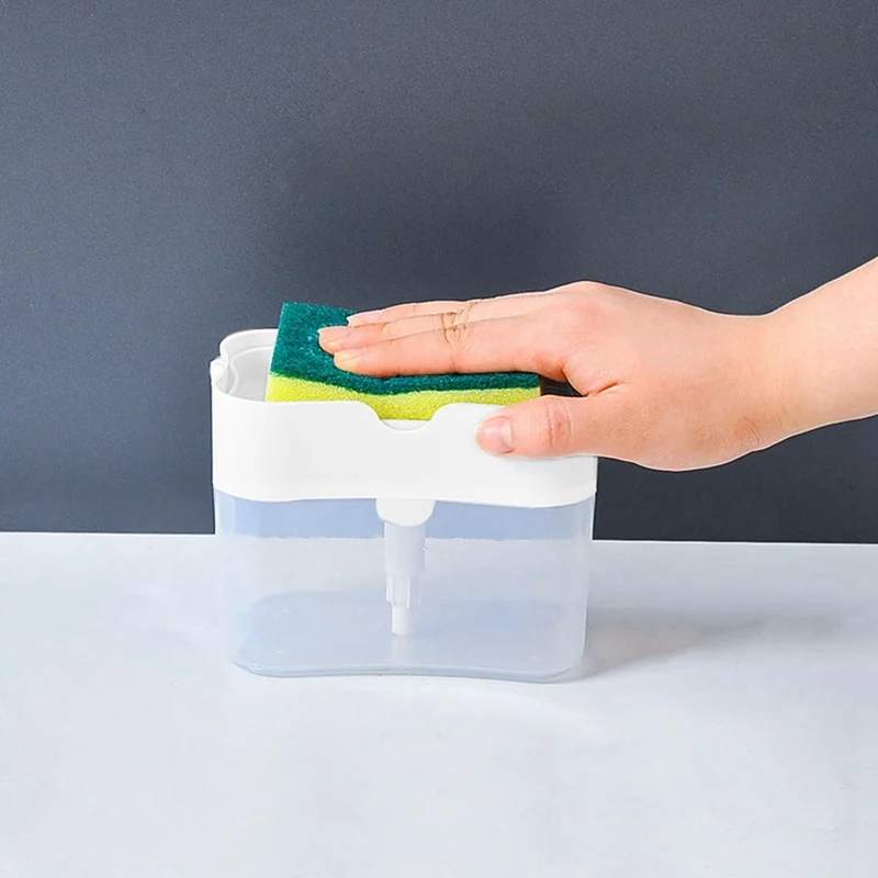 

Scrubbing Liquid Detergent Automatic Dispenser Kitchen Press-type Liquid Box Scouring Pad Dishwashing Soap Dispenser