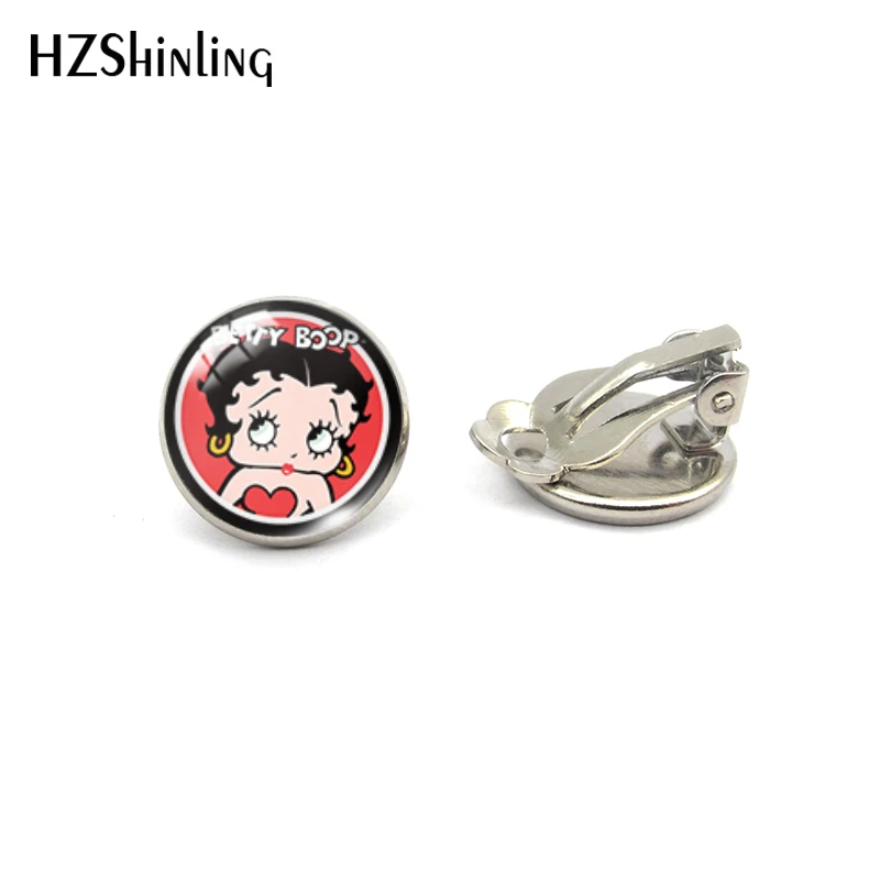 HZSHINLING Новое поступление мультфильм сексуальная Бетти серебряные бронзовые круглые клипсы клип узор милые летние аксессуары