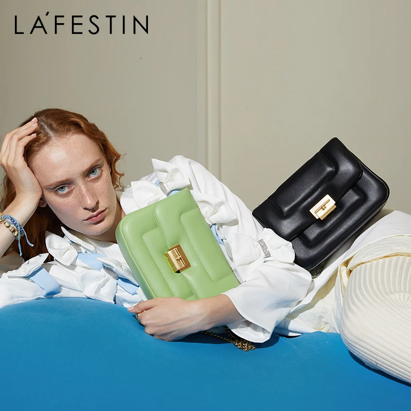 LA FESTIN Luxury Original New Fashion All-match Shoulder Crossbody Niche Female Underarm Chain Cloud Small Square Bags Tide