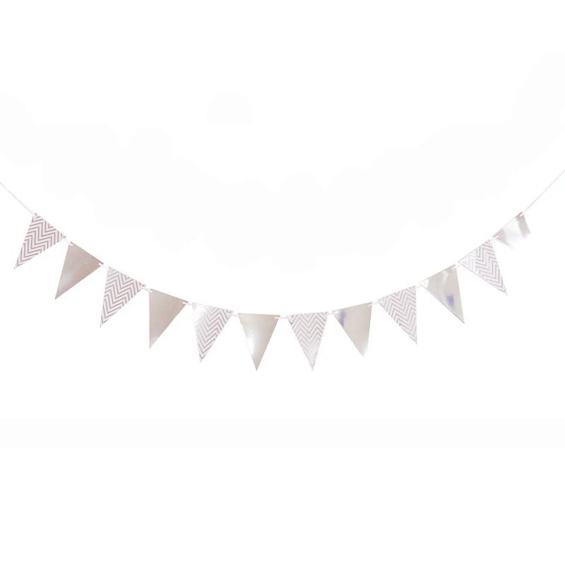 silver Triangle 1 шт. розовые синие вечерние флаги DIY бумажные баннеры для свадебного дня рождения Гавайский ананас фламинго для празднования первого дня рождения украшения - Цвет: silver Triangle