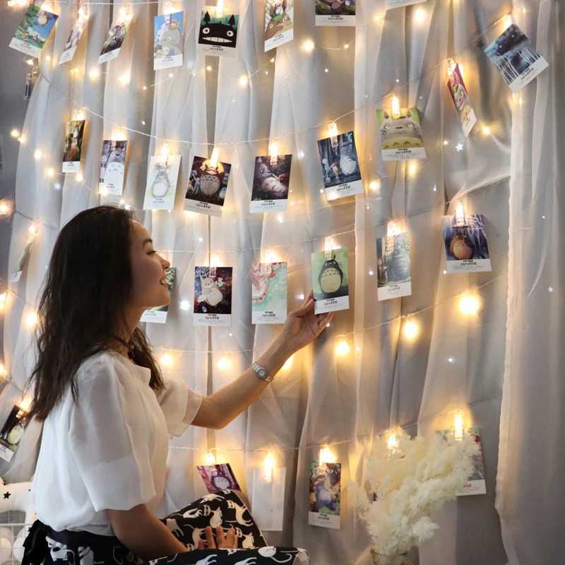 Us 4 29 30 Off Photo Hanging Clips String Light Photo Collage Display Led Twinkle Light With Clip Home Bedroom Wall Decoration For Picture Card In
