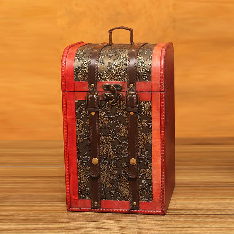 

Vintage Wood Wine Box Portable Archaistic Wine Box Retro Gift Wine Storage Box Bottle Packag with Handle Bar Accessories