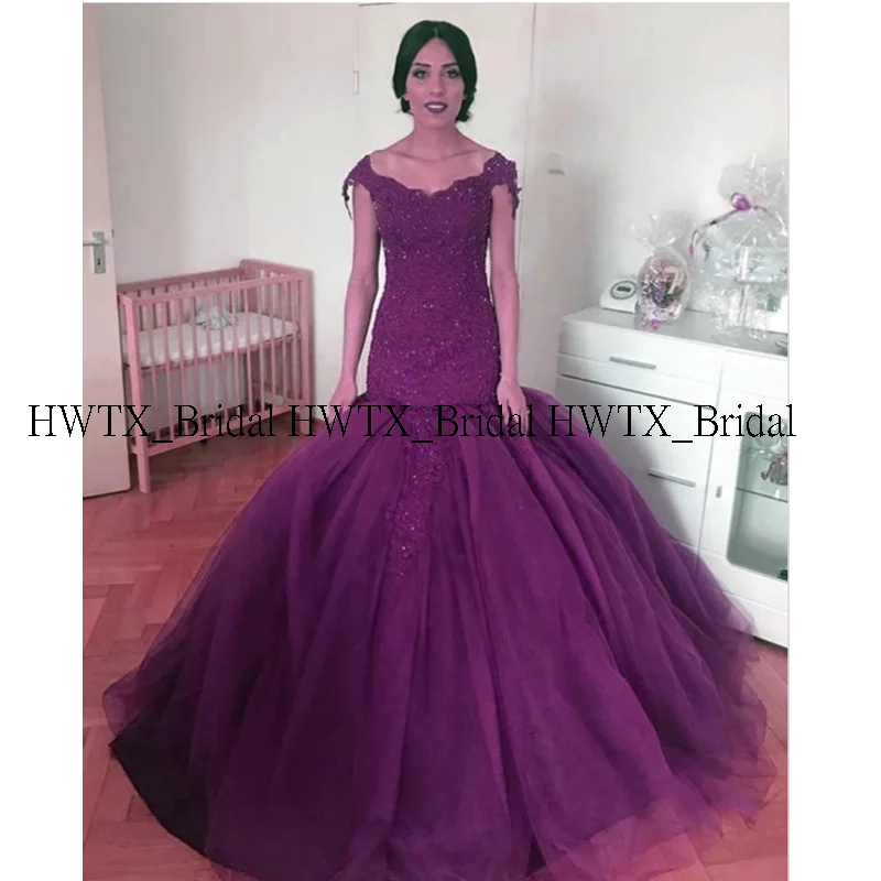 HWTX_Bridal бургундское вечернее платье русалки с пышной юбкой с рукавами-крылышками и кружевной аппликацией с открытыми плечами и открытой спиной