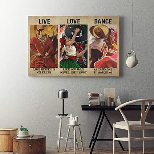 

SIGNCHAT Mexican Dance Live Love and Dance Mexican Art Vintage Style Wall Hangings Decor Poster Metal Sign 12x16 inch