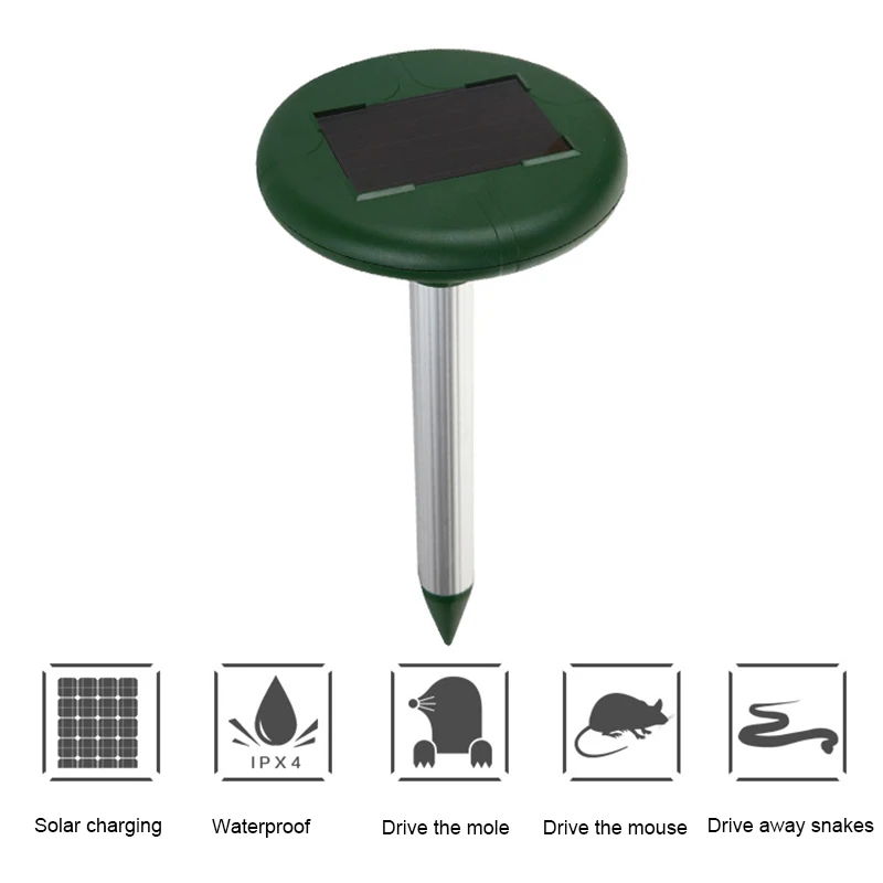 

1pc Solar Pest Ultrasonic Repellent Waterproof Mouse Snake Vibration Ultrasonic Repeller PI669