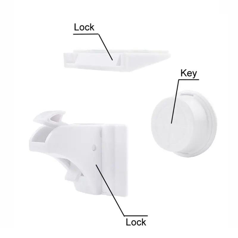 Magnetic Safety Invisible Cupboard Lock Baby Child Pet Drawer 4 Locks+ 1 Key T8WE