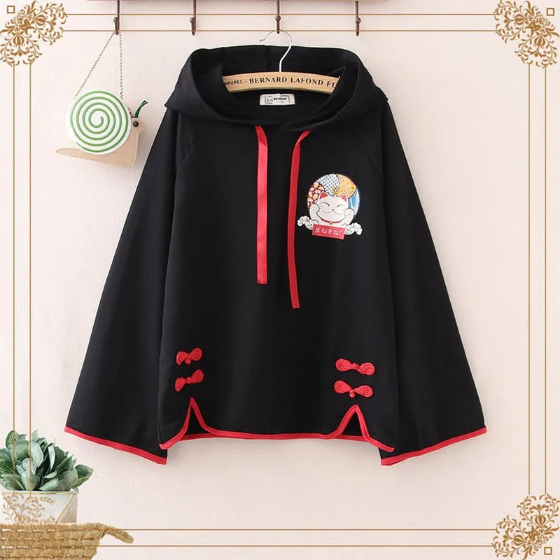 

streetwear Japan style long-sleeve women sweatshirt women clothes vintage animal printing sweet preppy student hooed hoodies