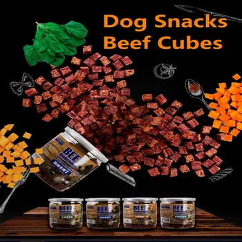 

Pet Food Dog Snacks Small Medium Dogs Beef Vegetable Strips Delicious Fresh Beef Cubes Pet Supplies Training Reward Canned 180g