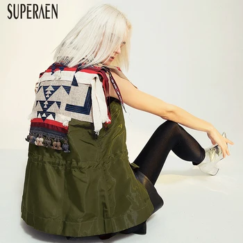 

SuperAen Fashion Sleeveless Vest Coat Women Summer and Spring New 2020 Ladies Vests Geometric Embroidered Wild Casual Tops