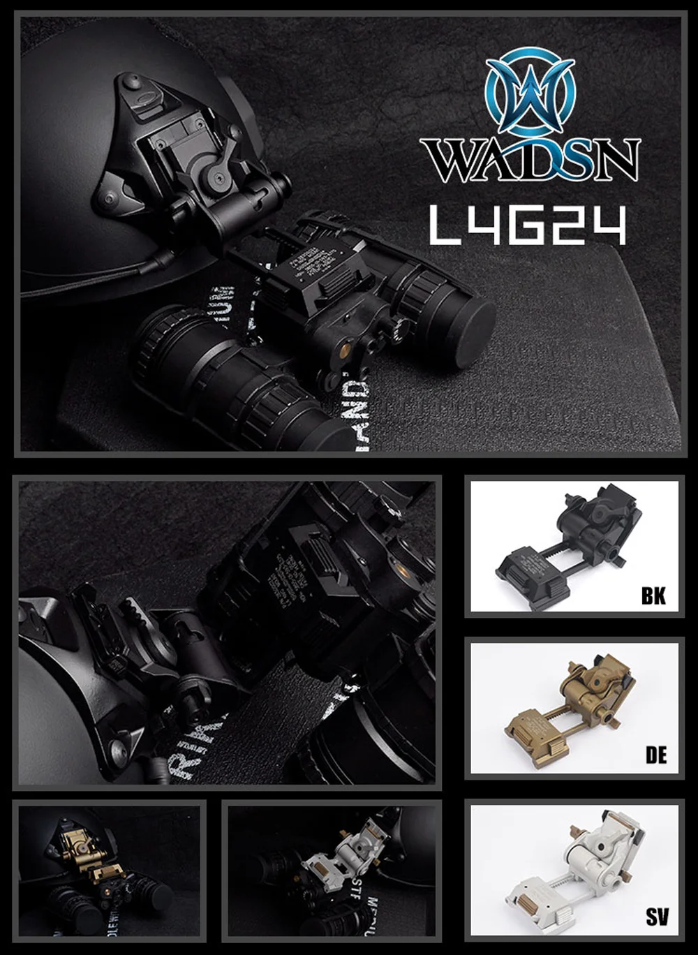 WADSN Tactical L4 G24 NVG быстрое крепление для шлема, база для страйкбола, адаптеры ночного видения, подходят для PV-1 \ PV5-18, аксессуар для оружия, светильник