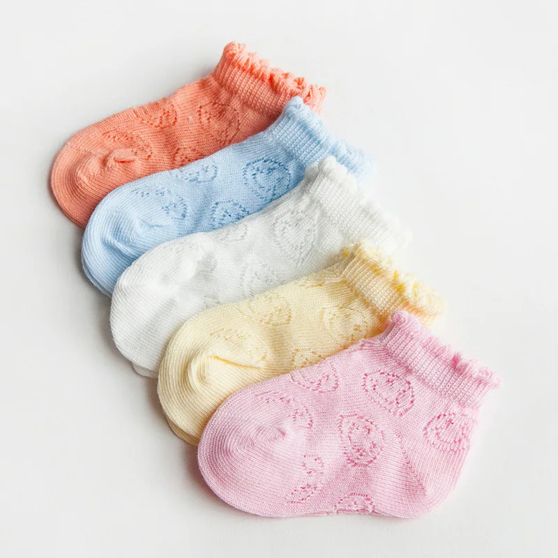 5 пар носков для новорожденных мальчиков и девочек летние сетчатые тонкие хлопковые короткие Дышащие Детские носки От 0 до 6 лет-осень-весна - Цвет: 06