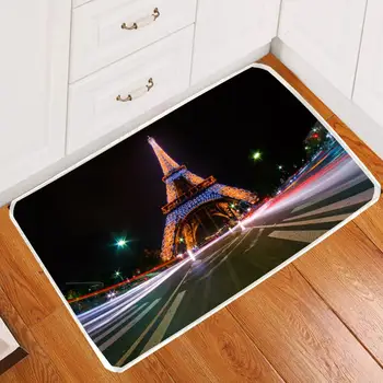 

City Night View Area Rug Rectangular Anti-Slip Entrance Door Mat Paris Tower Print Home Decor Kitchen Rug Custom for Living Room
